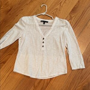 White House Black Market Cream Long Sleeve Top
